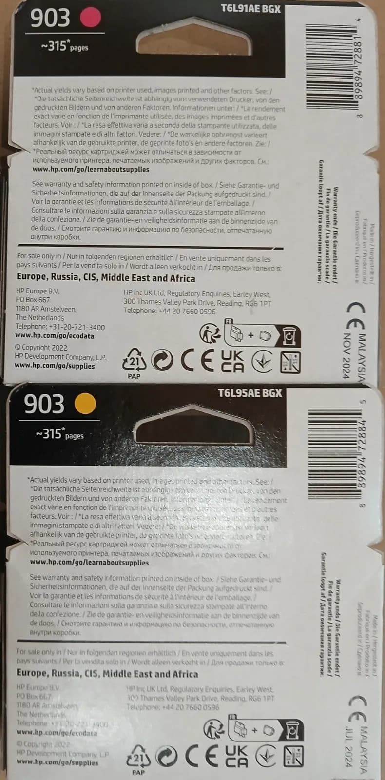 Original HP 903 Tintenpatrone 4x für Officejet 6900 6950 6860 6970 6975 6978