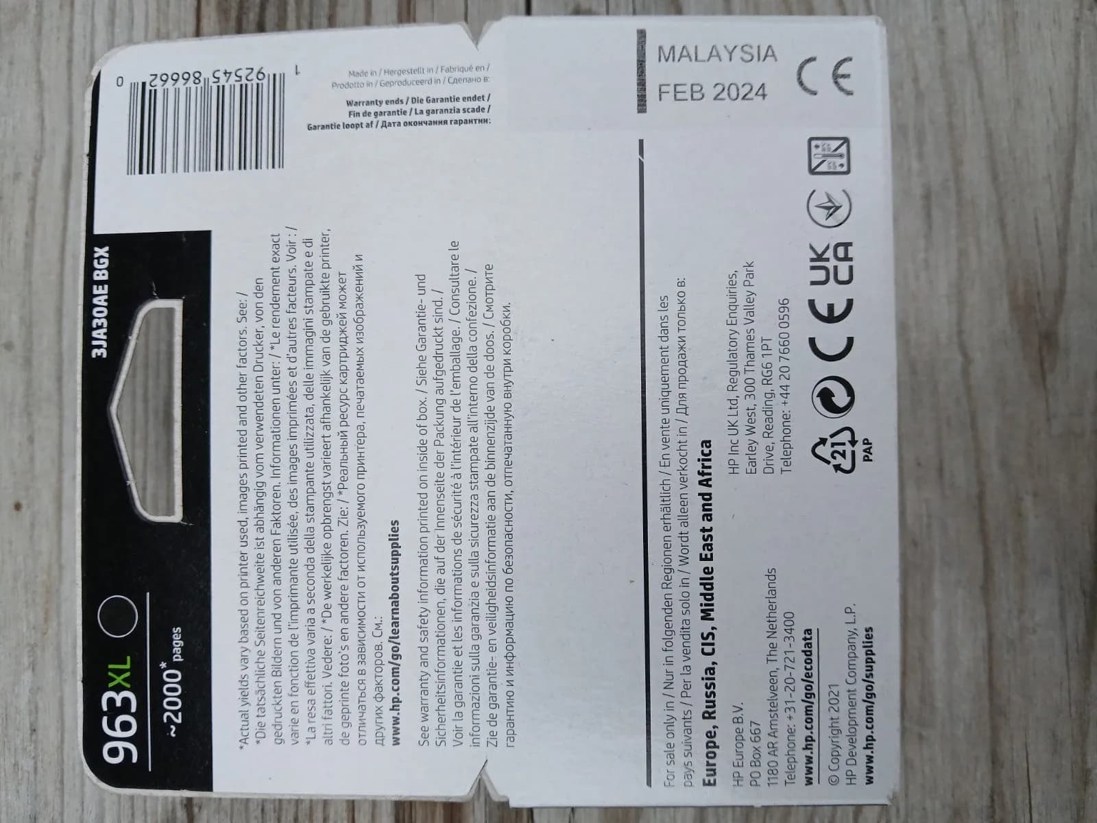 Original HP Tintenpatrone Schwarz BK 963XL für Officejet Pro 9019 9020 9022 9025