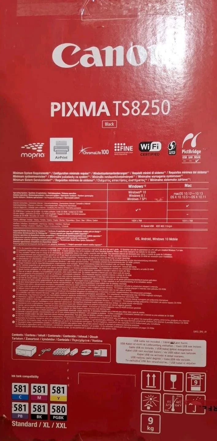 Canon TS 8250 3-in-1 Tintenstrahldrucker Duplex CD/DVD Druck Wlan Airprint Win11