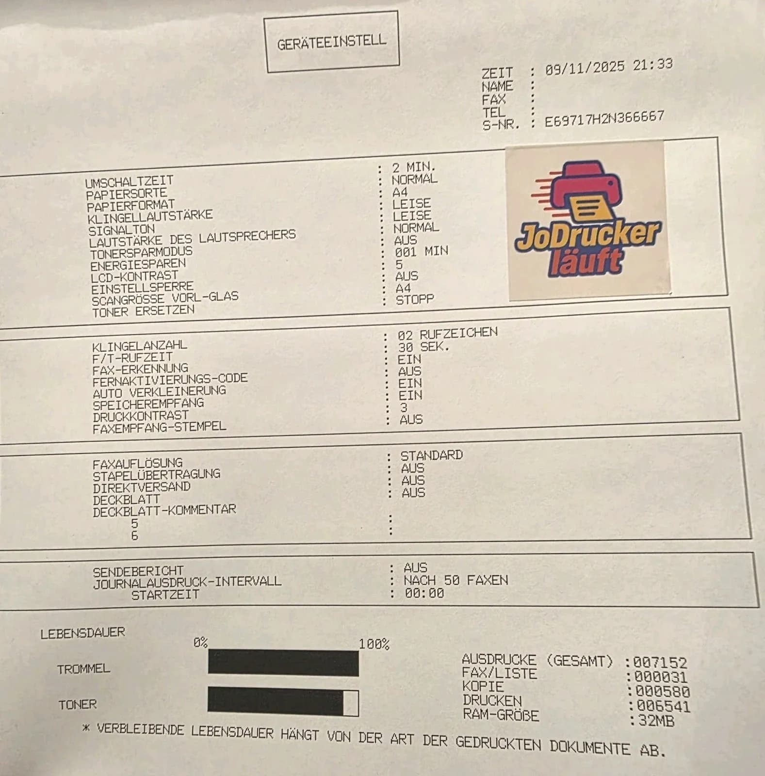 Brother MFC-7360N S/W 4-in-1 Multifunktionsdrucker Kopie Scan Fax ADF LAN Win 11