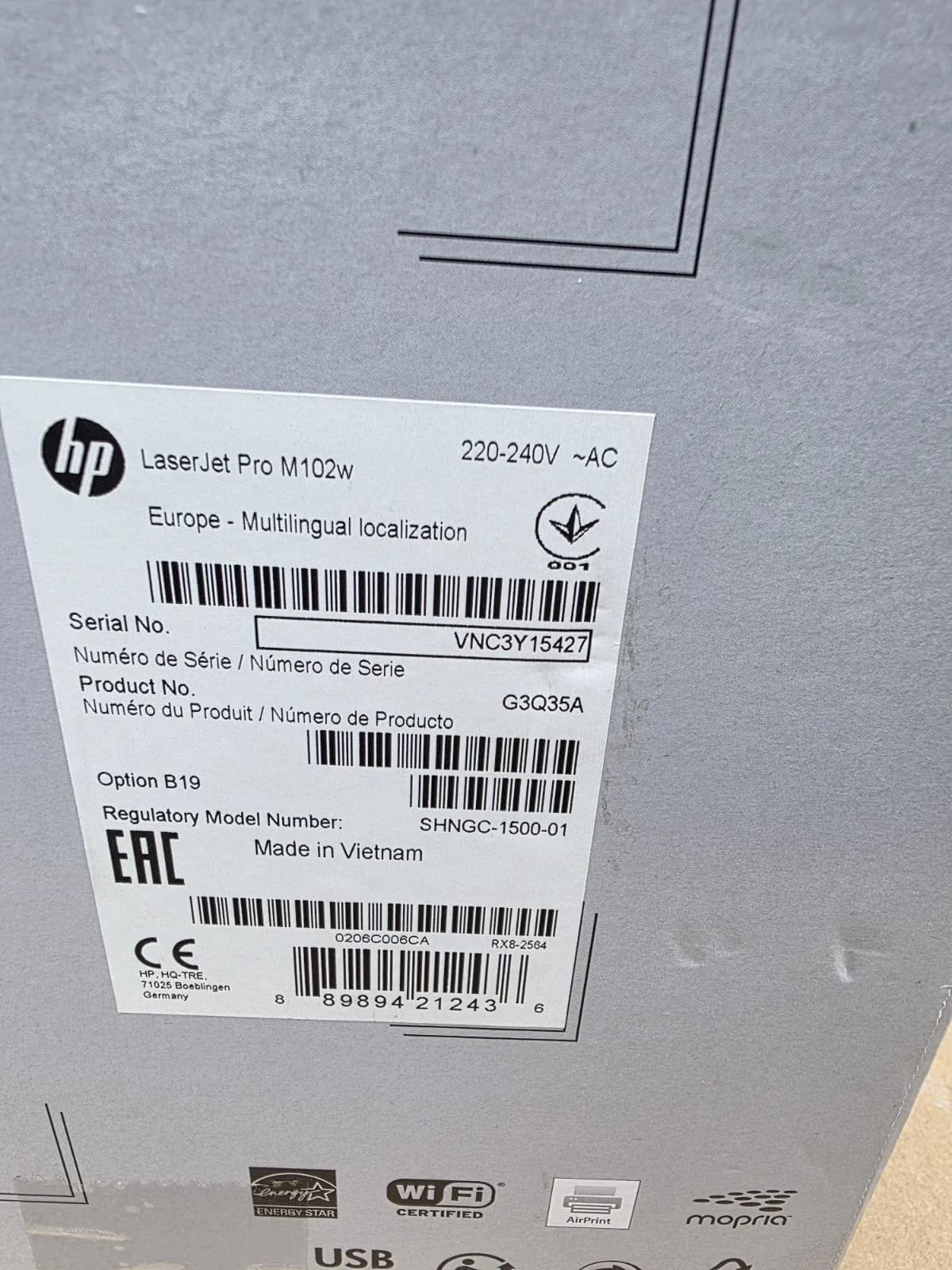 HP Laser Jet Pro M102w S/W Laserdrucker USB 2.0 Netzwerk Wlan Airprint Win 10