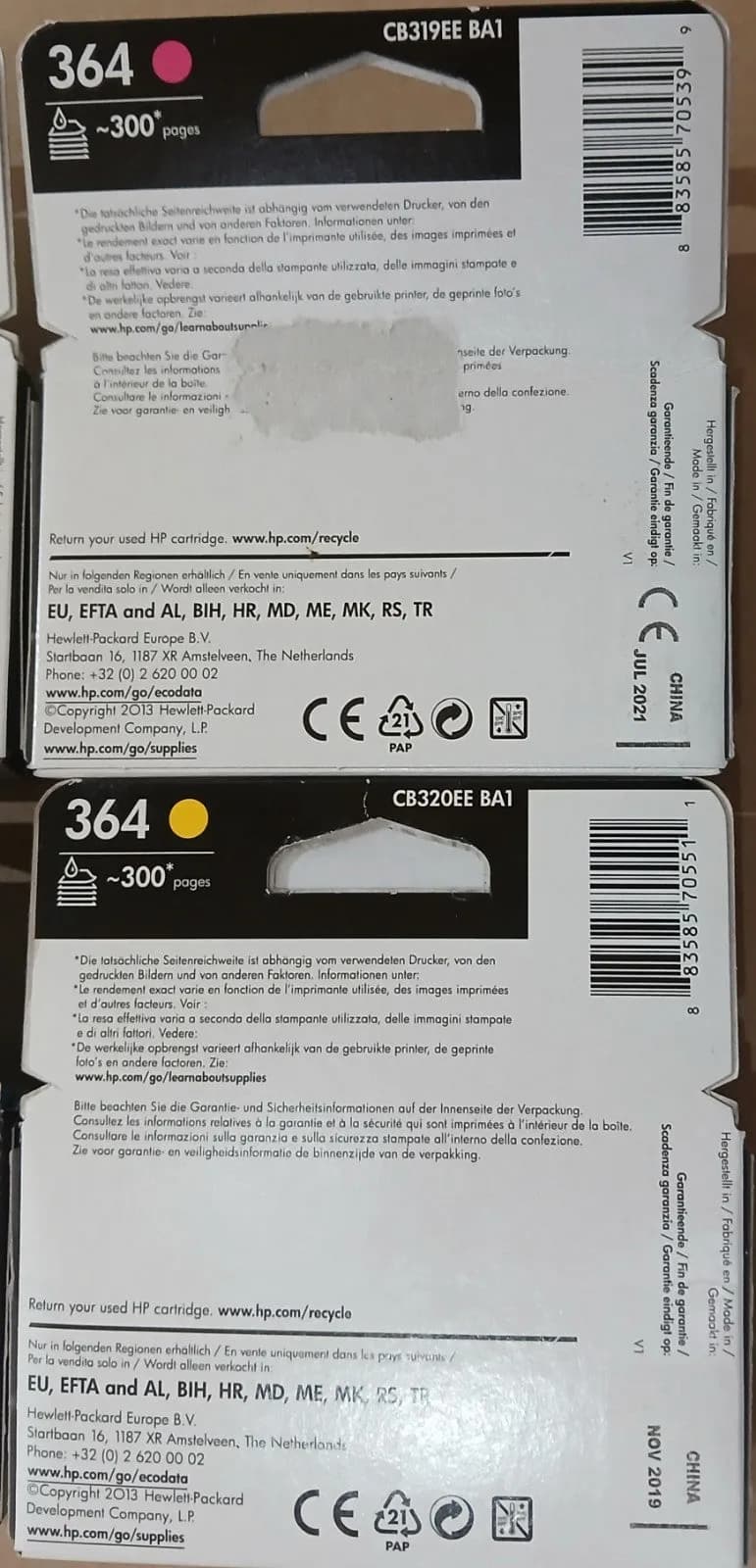 Original HP 364 Tintenpatrone 4x für HP Deskjet 3520 Serie Photosmart B109A