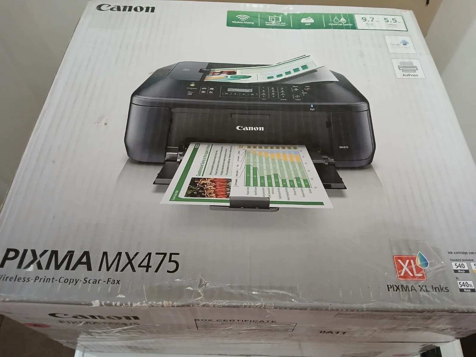 Canon Pixma MX 475 Druck Scan Kopie Fax ADF Wi Fi Direkt WLAN LAN Netzwerk Win11