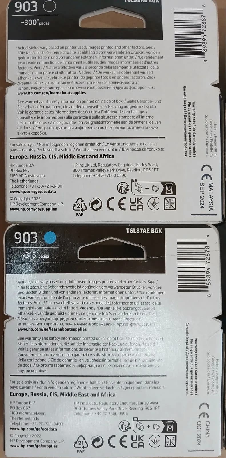 Original HP 903 Tintenpatrone 4x für Officejet 6900 6950 6860 6970 6975 6978