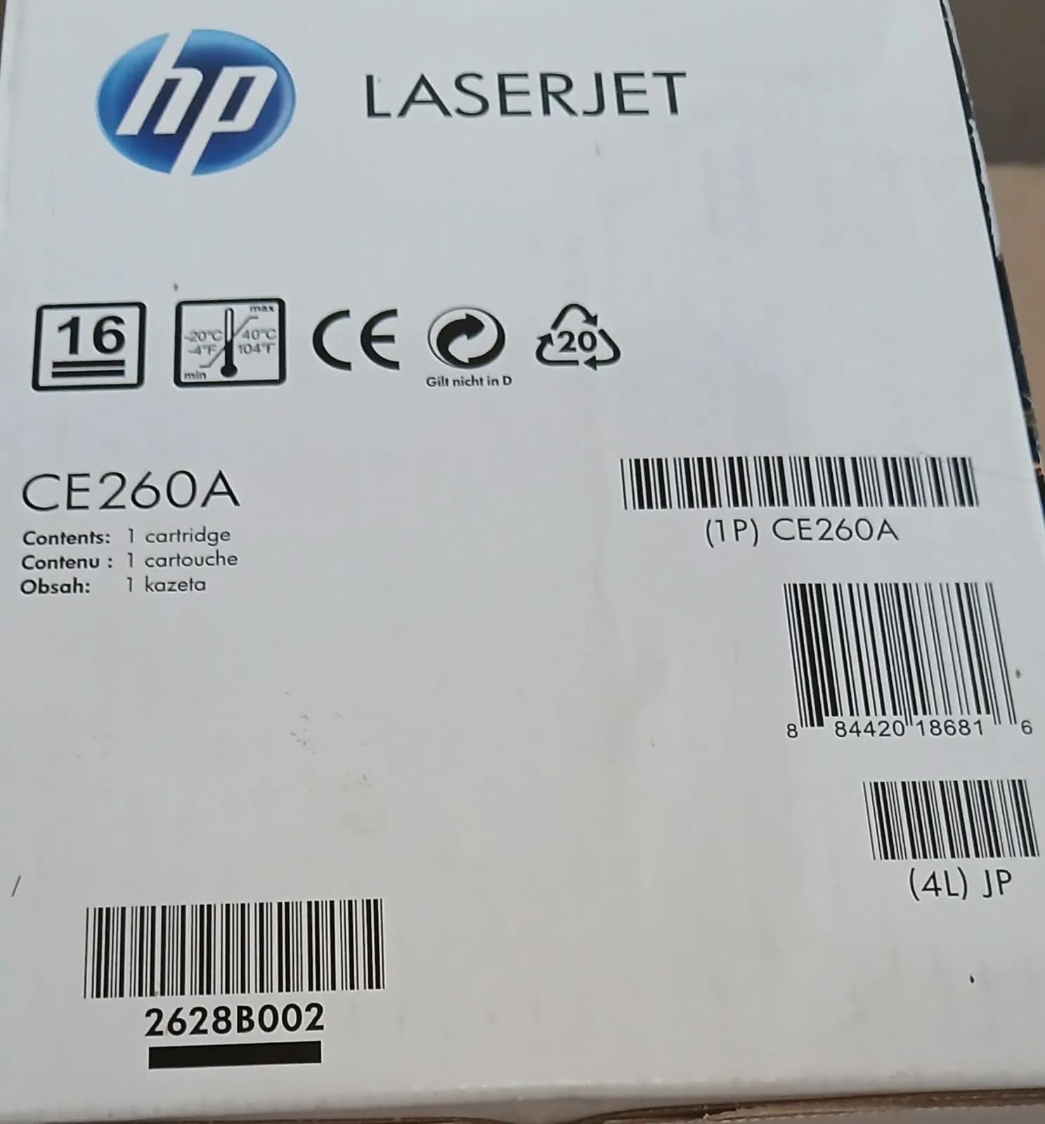 HP Original Toner 647A Schwarz BK CE260A für Laser Jet Enterprise CP4025 CP4525