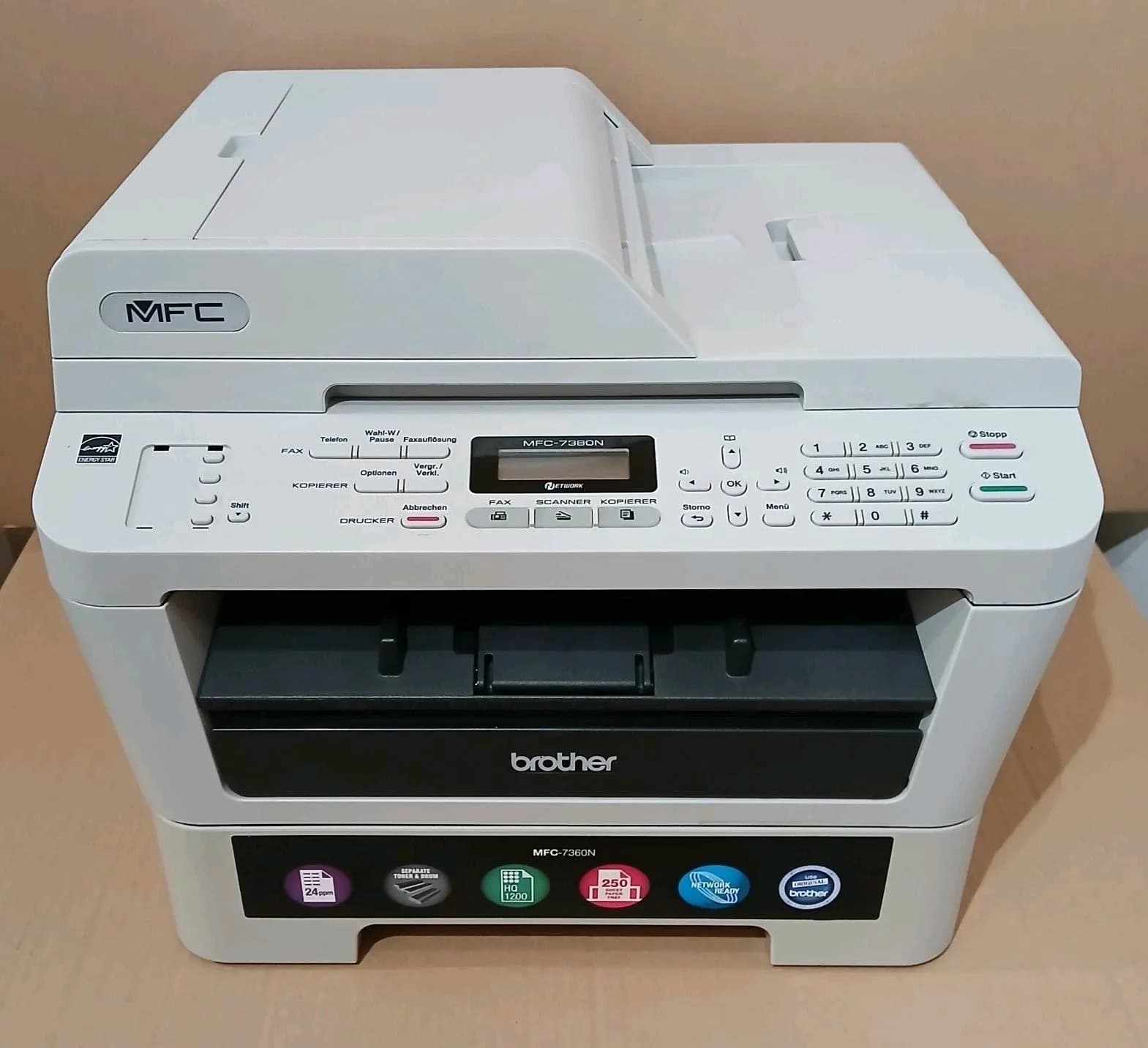 Brother MFC-7360N S/W 4-in-1 Multifunktionsdrucker Kopie Scan Fax ADF LAN Win 11