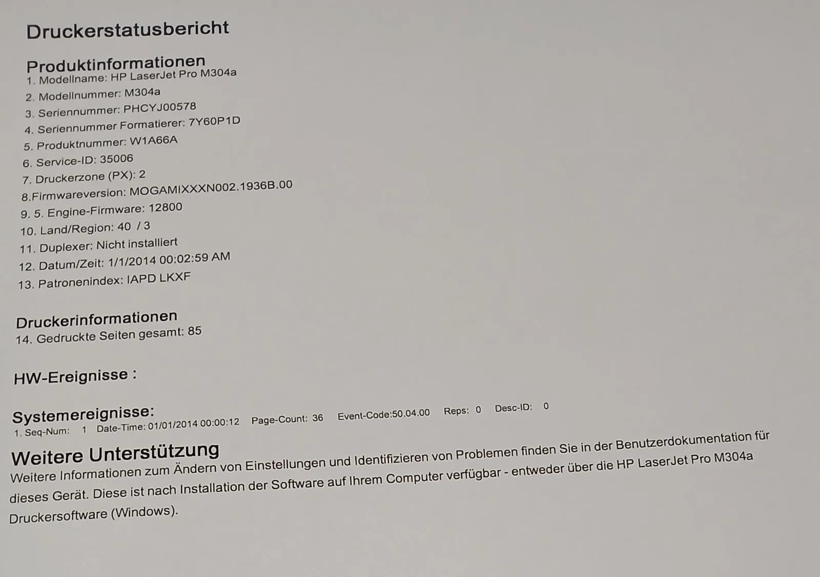 HP Laser Jet Pro M304a Laserdrucker S/W Wie Neu + HP Toner + USB + A4 + Win 10 !