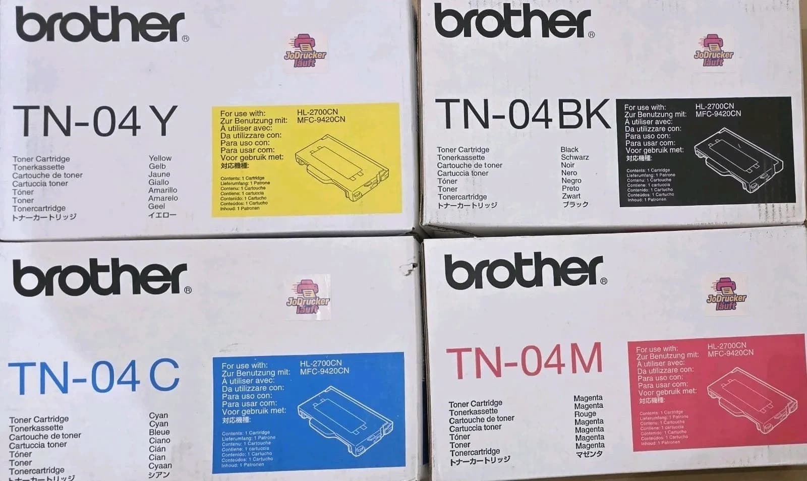 Satz Brother Toner TN-04BK TN-04C TN-04M TN-04Y für HL 2700CN MFC 9420CN Set Neu