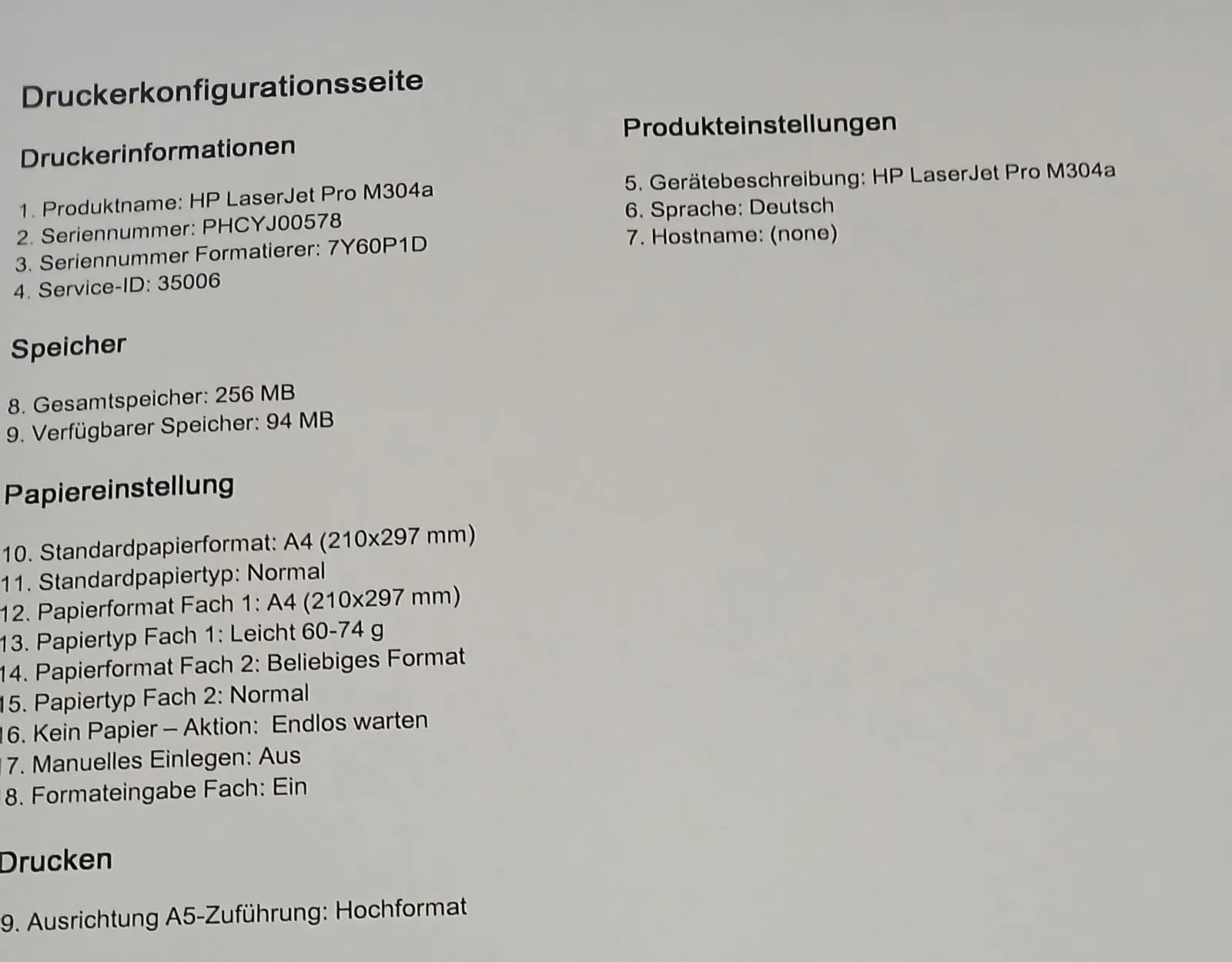 HP Laser Jet Pro M304a Laserdrucker S/W Wie Neu + HP Toner + USB + A4 + Win 10 !