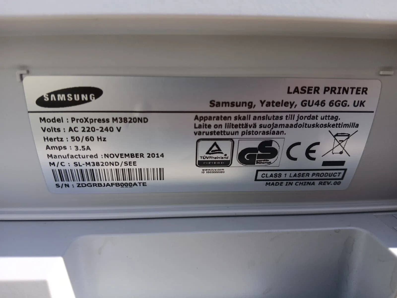 Samsung ProXpress SL-M3820ND S/W Laserdrucker 38 Seiten/Min. Duplex LAN Airprint