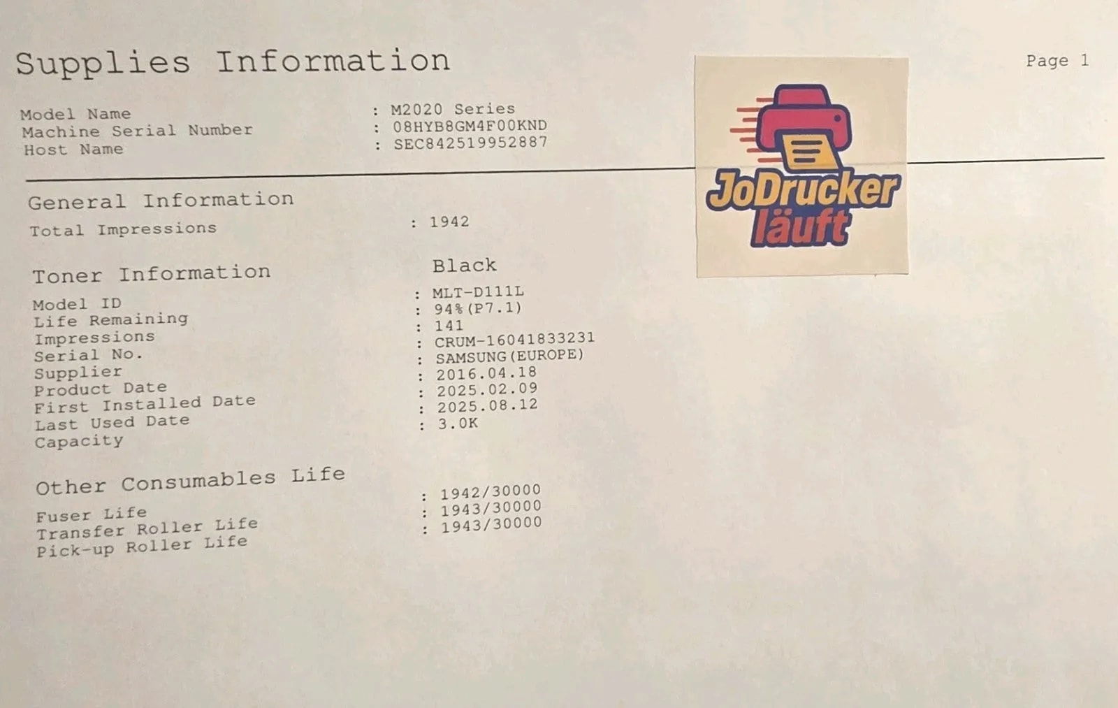 Samsung Xpress M2026W S/W Laserdrucker USB Netzwerk Wi-Fi Direkt Airprint Win 11