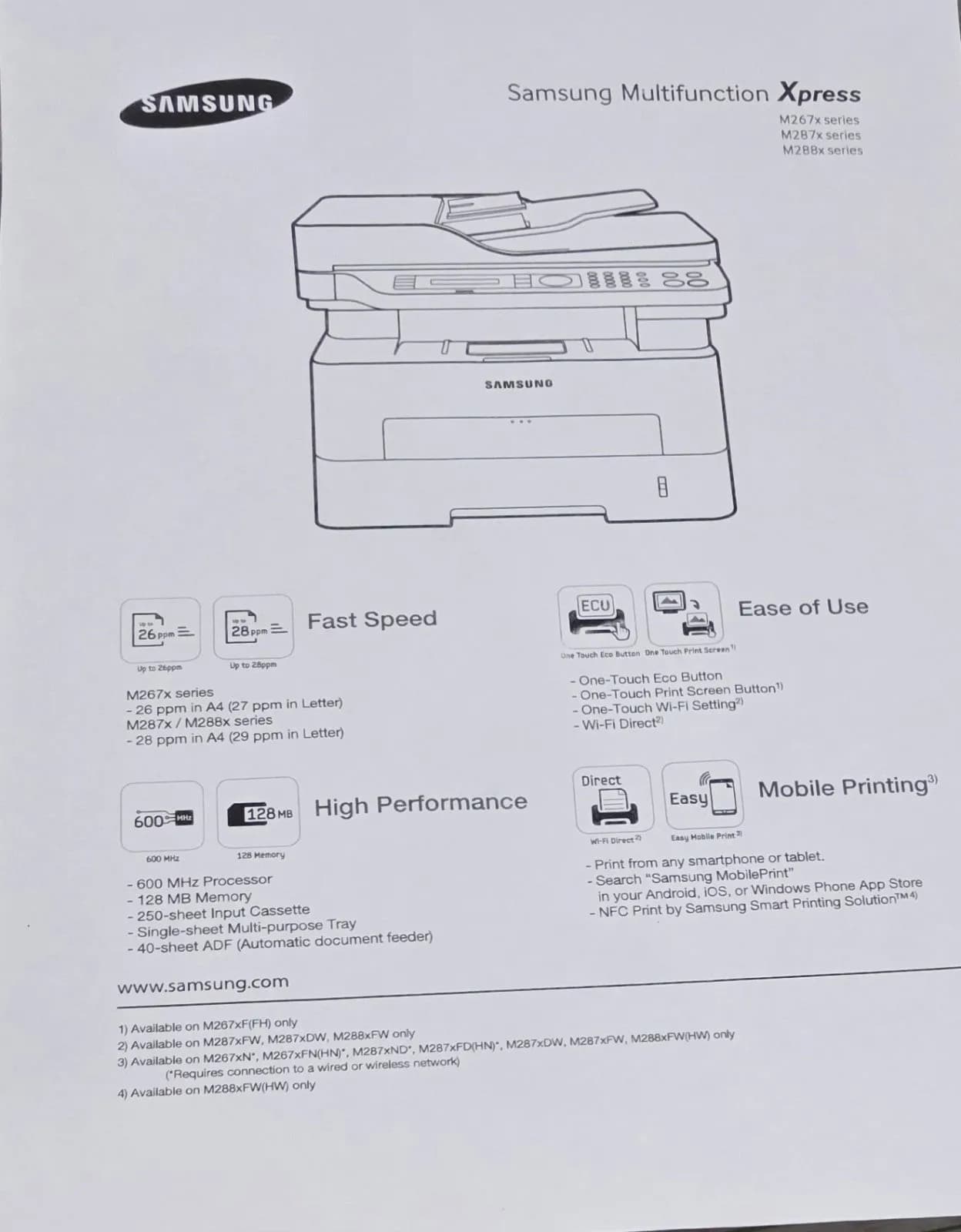 SAMSUNG Xpress M2875FD SW Druck Scan Kopie Fax Duplex ADF USB LAN Airprint Win11