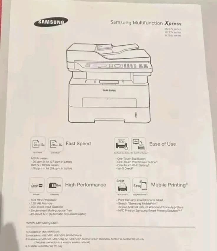 Samsung Xpress M2885FW S/ W 4-in-1 Multifunktionsdrucker Wi-Fi Duplex ADF Win 11