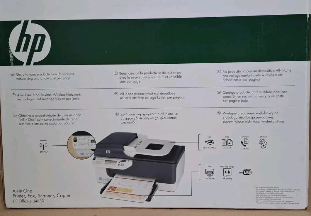 HP Officejet J4680 4-in-1 Tintenstrahldrucker Multifunktionsgerät ADF WLAN Win10