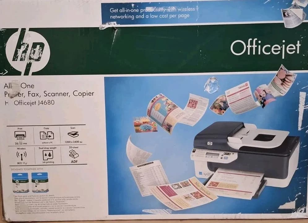 HP Officejet J4680 4-in-1 Tintenstrahldrucker Multifunktionsgerät ADF WLAN Win10