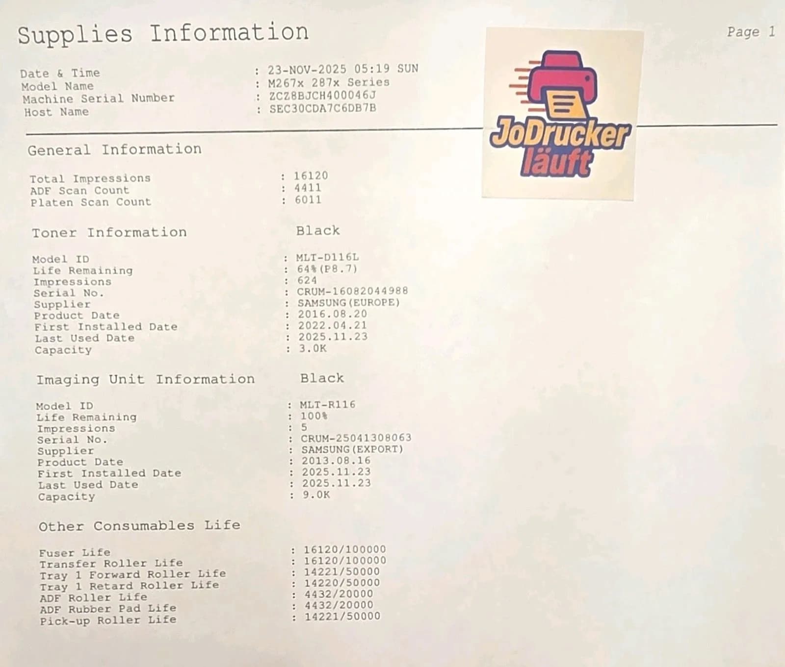 SAMSUNG Xpress M2875FD SW Druck Scan Kopie Fax Duplex ADF USB LAN Airprint Win11